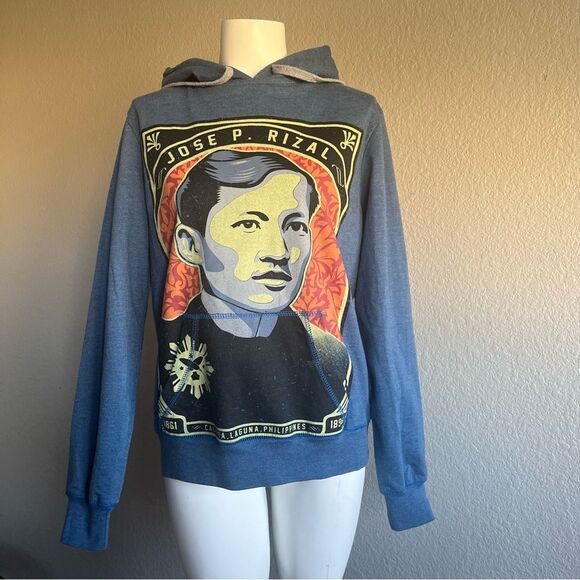 Artwork Juan Vintage Blue Graphic Hoodie with Jose Rizal Print Boy’s XL - Picture 1 of 6